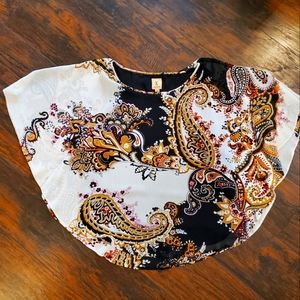 KASPER Elegant Lightweight Black & Gold Poncho Style Top Size XL